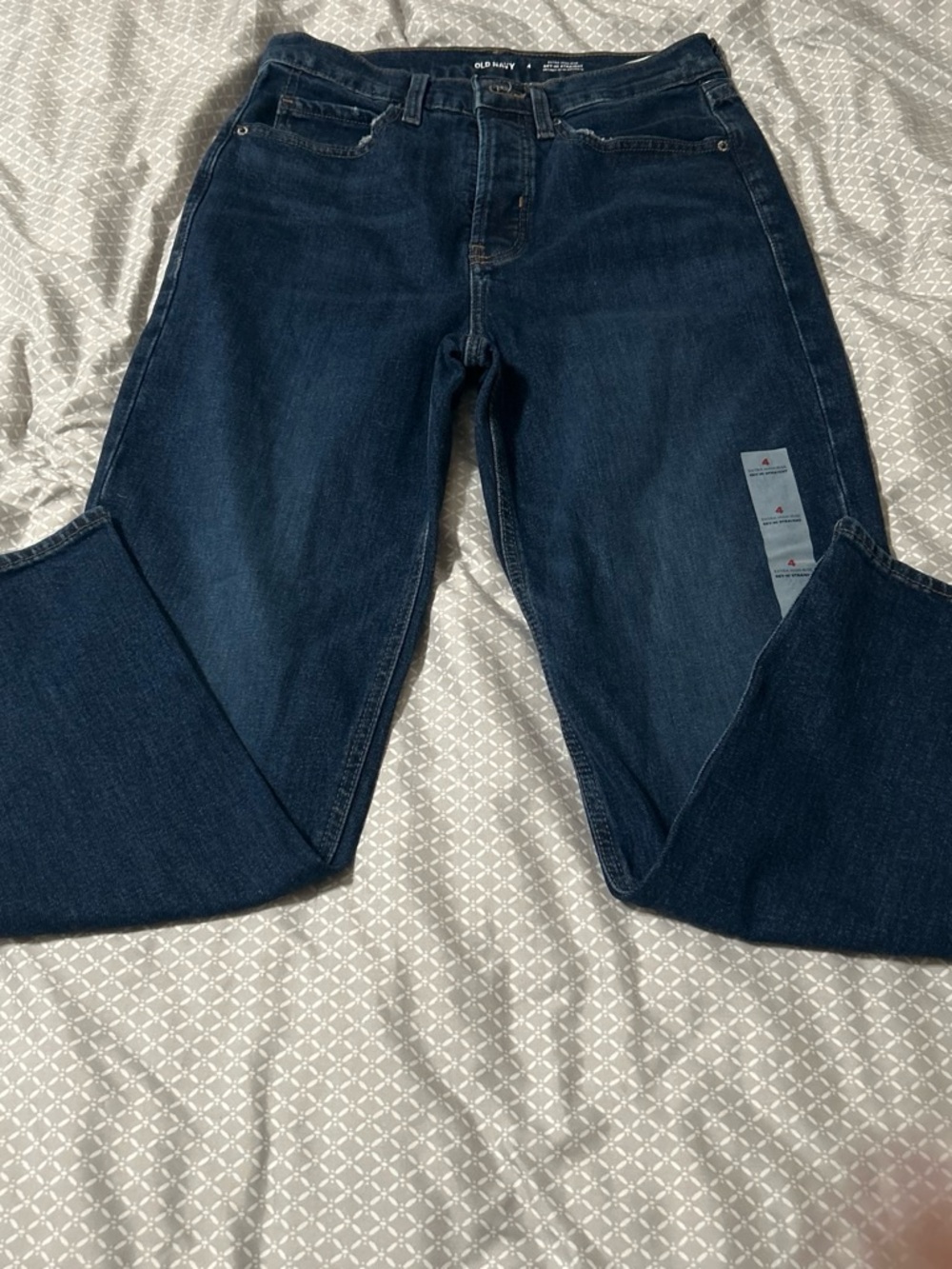 Old Navy Women’s Dark Wash Extra High Rise Sky-Hi Straight-Leg Jeans
